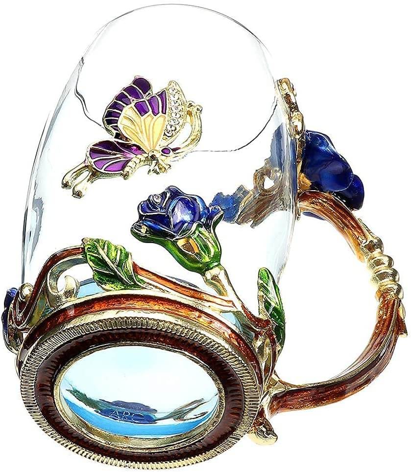 Luxe Blauwe Roos Kristallen Mok