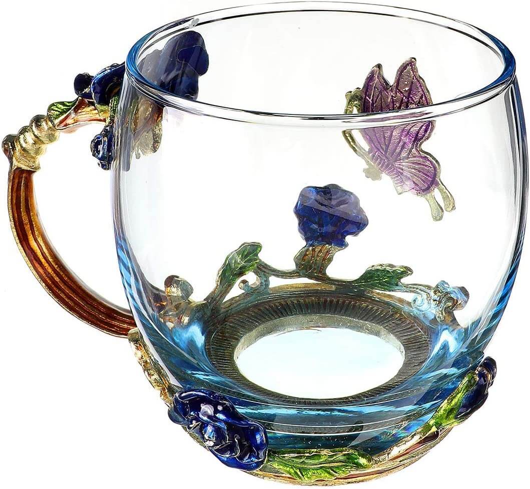 Luxe Blauwe Roos Kristallen Mok