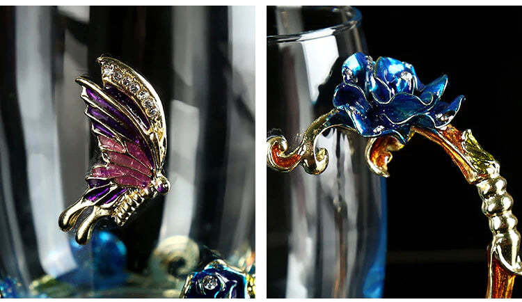 Luxe Blauwe Roos Kristallen Mok