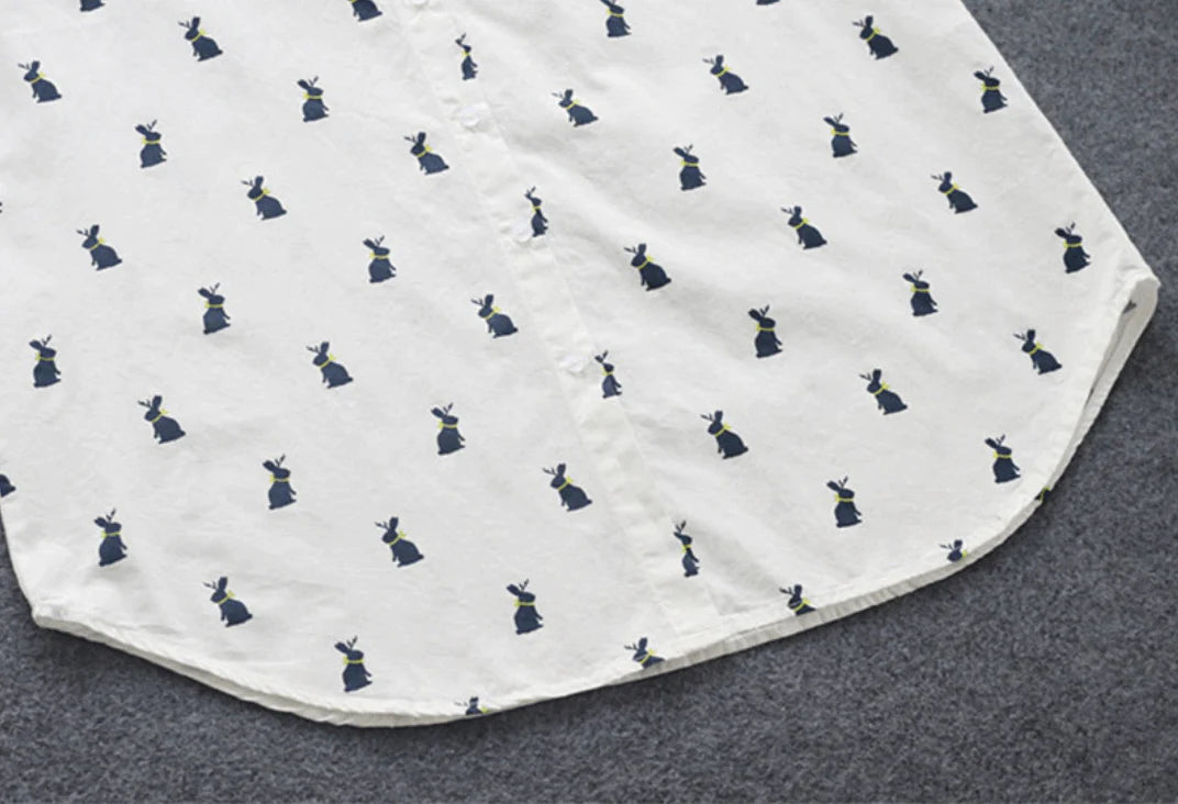Bunny - De konijn-print overhemdjurk