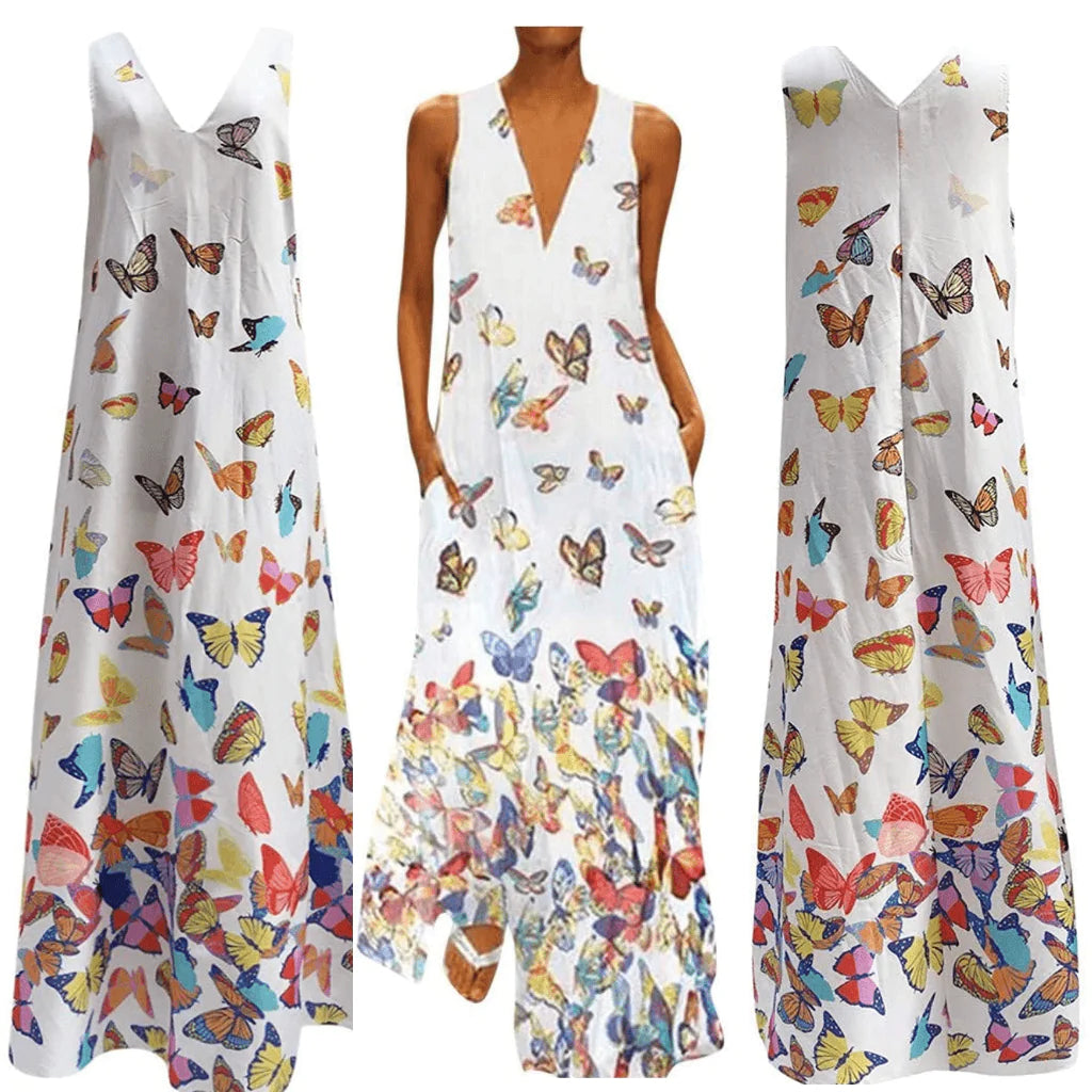 Vlinder Mouwloze Maxi Jurk