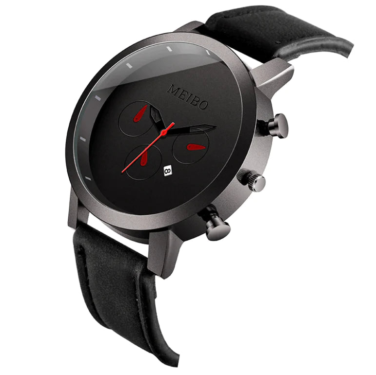 Lederen Sport Chrono Horloge