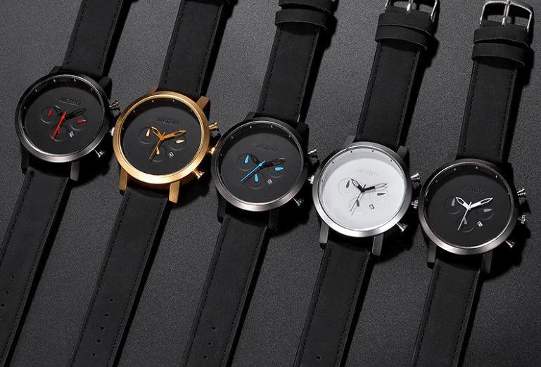 Lederen Sport Chrono Horloge