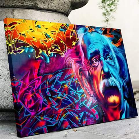 Einstein Graffiti Canvass Muurkunst