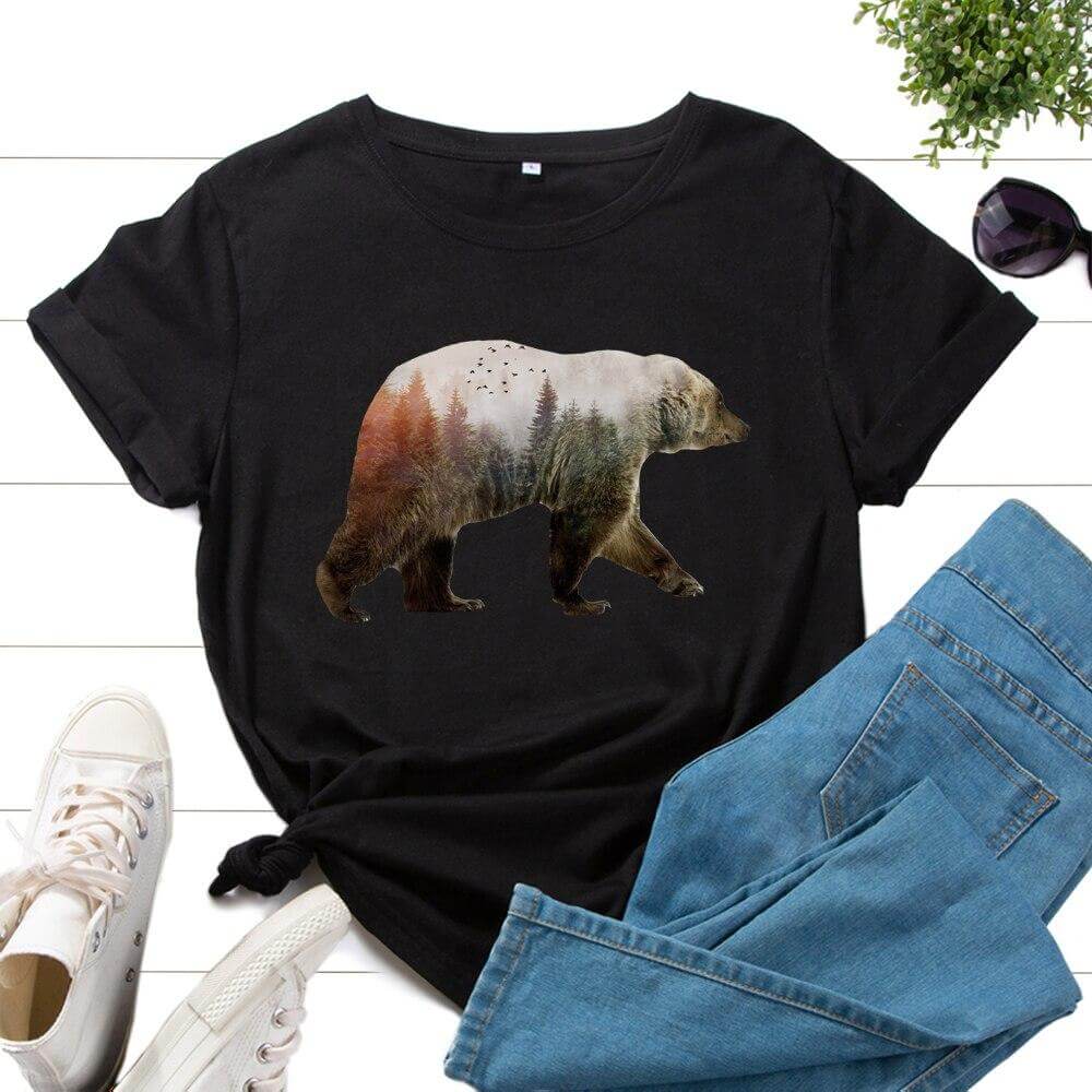 Vrouwen Katoenen Beer Tee