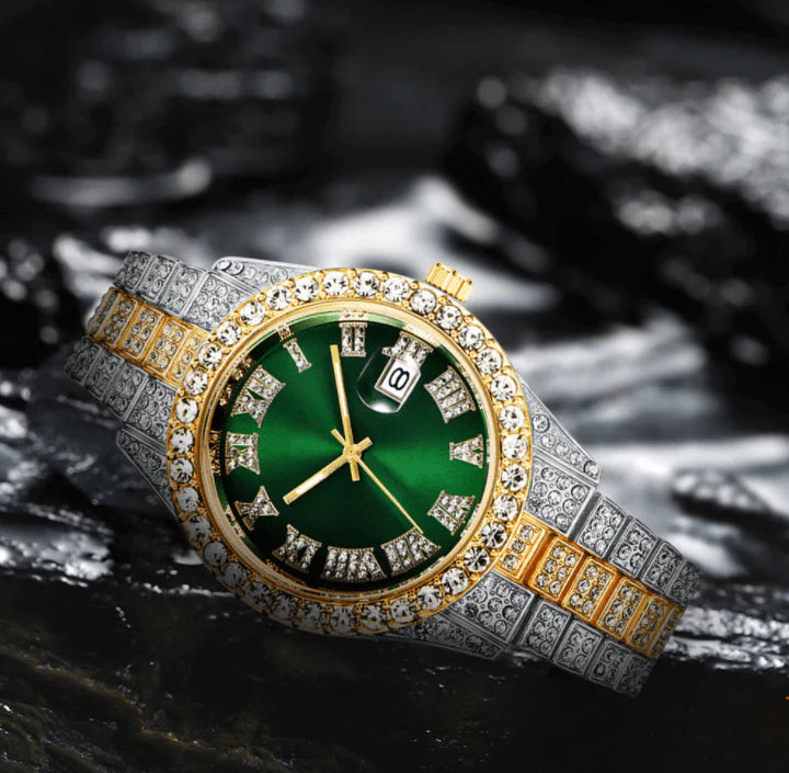 Fully Iced Out Roman Numerals Watch