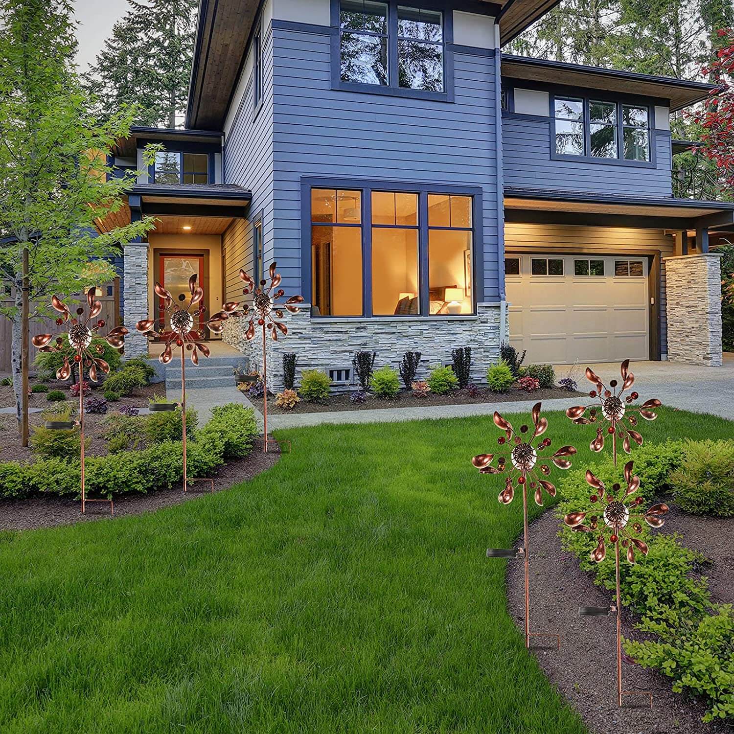 Zonne-energie aangedreven glazen bal windmolen