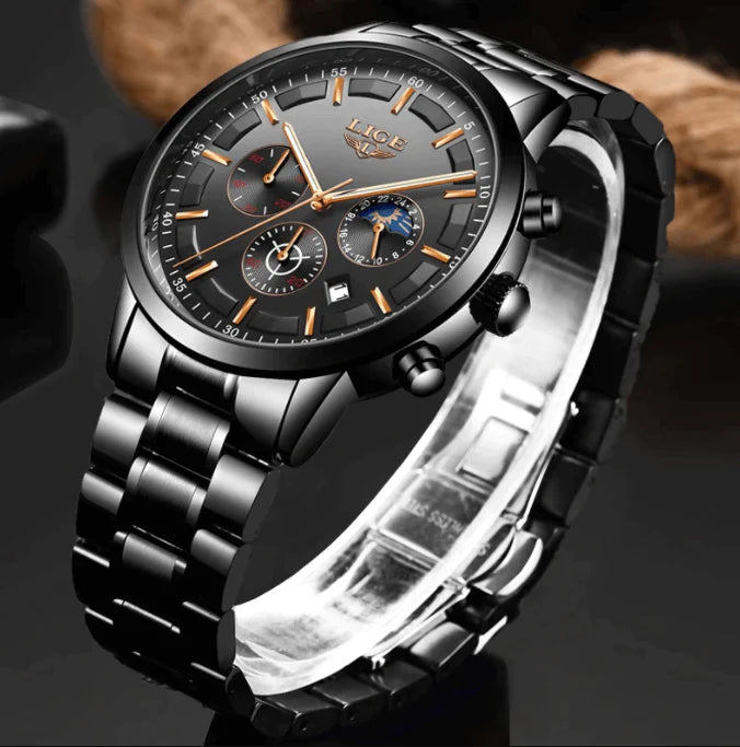 Military Black Steel Horloge - Elegant en stijlvol