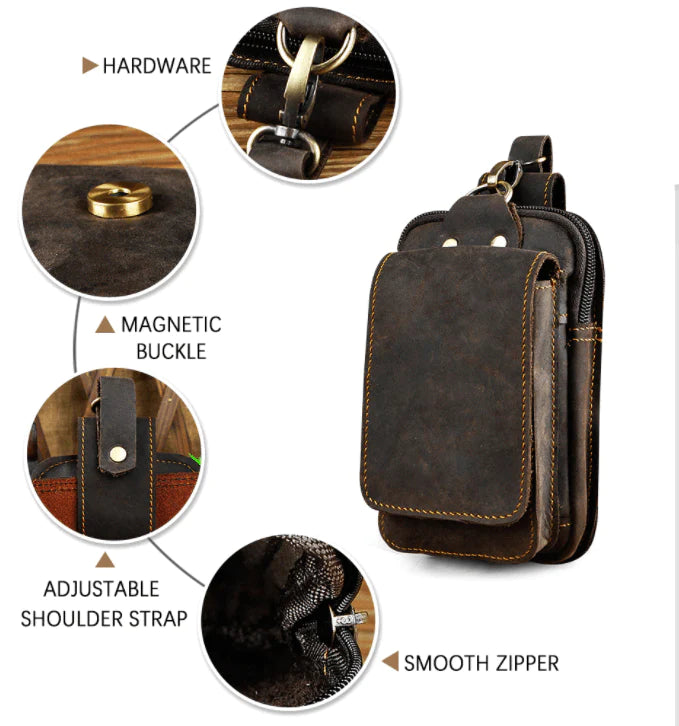 Echt Lederen Heren Waist Bag - Eenvoudig al je spullen op zak