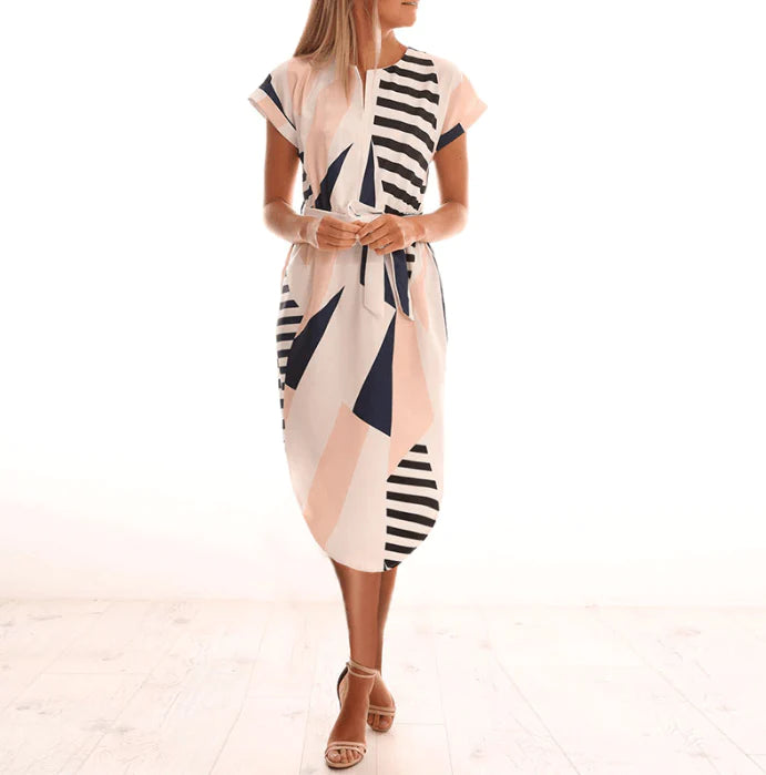 Bedrukte Asymmetrische Midi Jurk