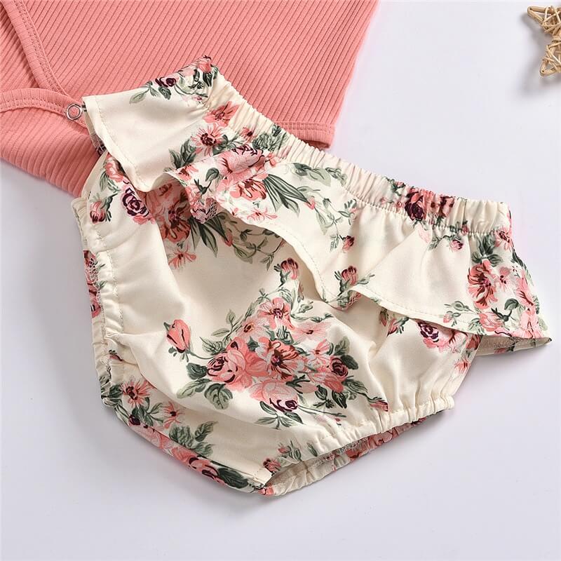 Ruffled Geribde Gebloemde Shortset