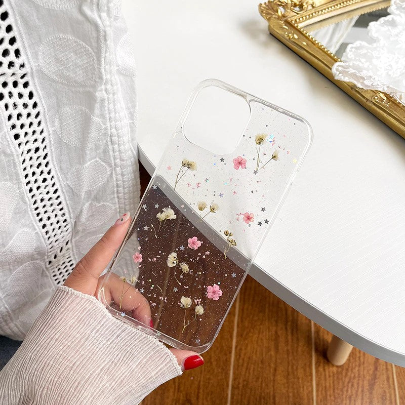 Pressed Flowers Transparant iPhone Hoesje