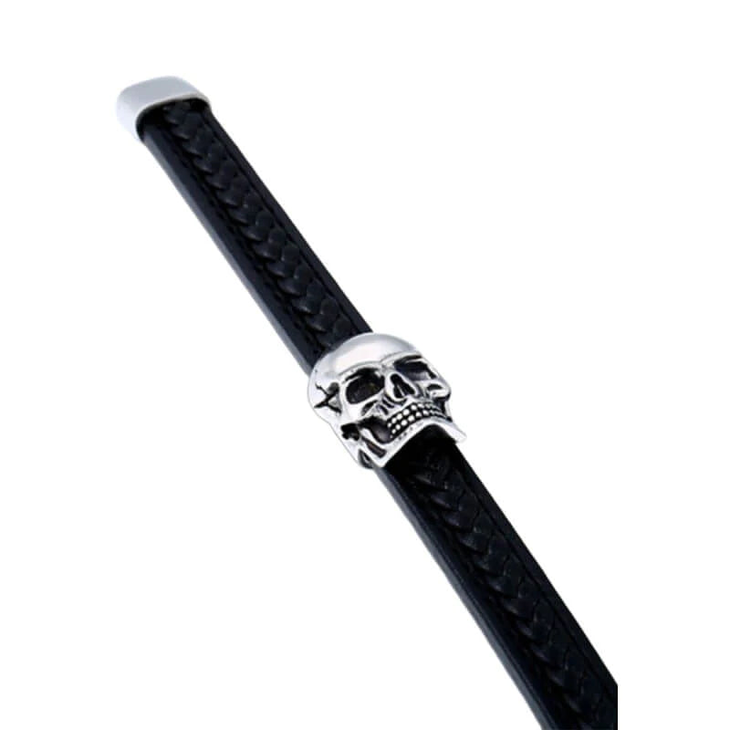 Stalen Punk Schedel Leren Armband