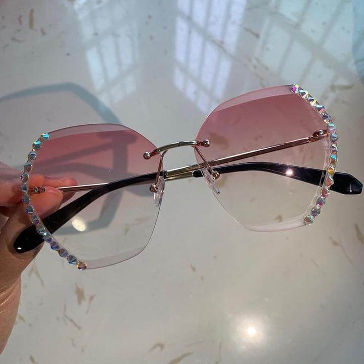 Randloze Rhinestone Zonnebril