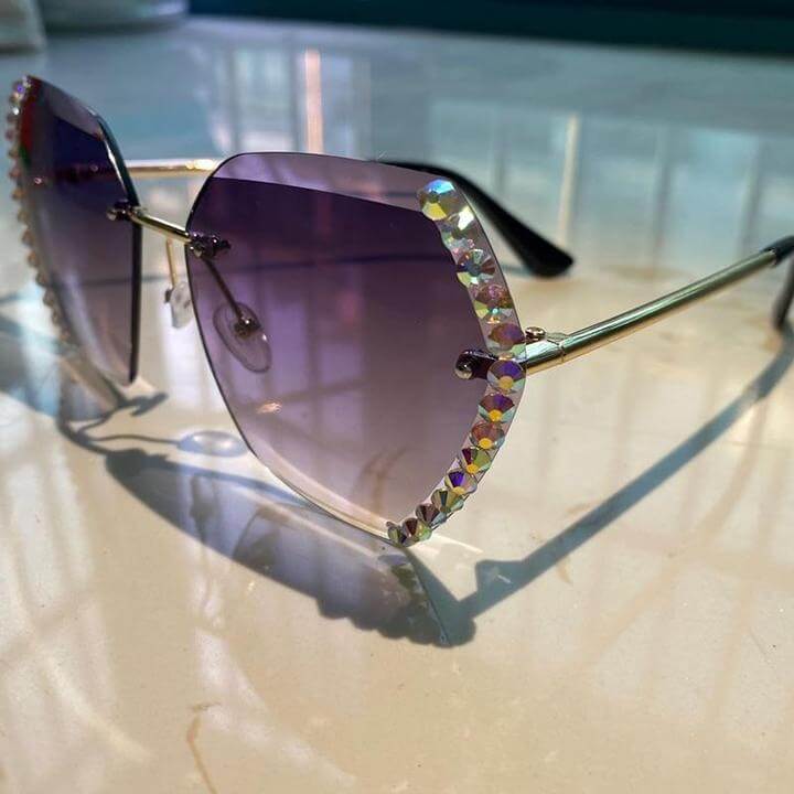 Randloze Rhinestone Zonnebril