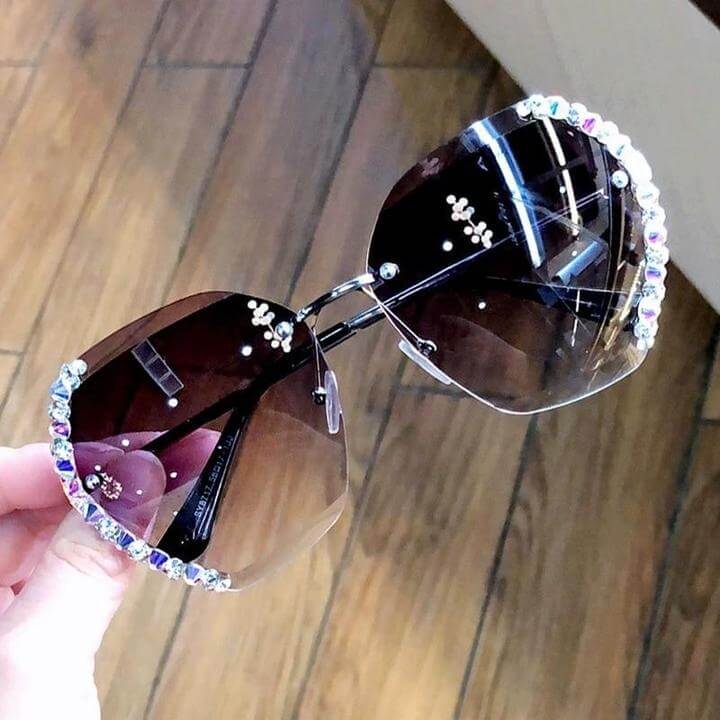 Randloze Rhinestone Zonnebril