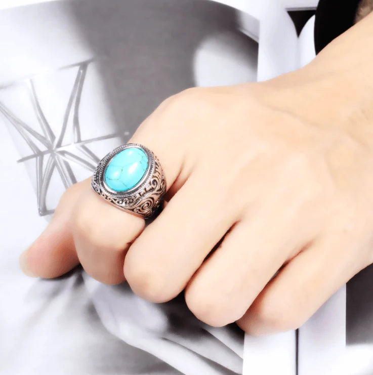 Mannen Vintage Turquoise Stone Ring