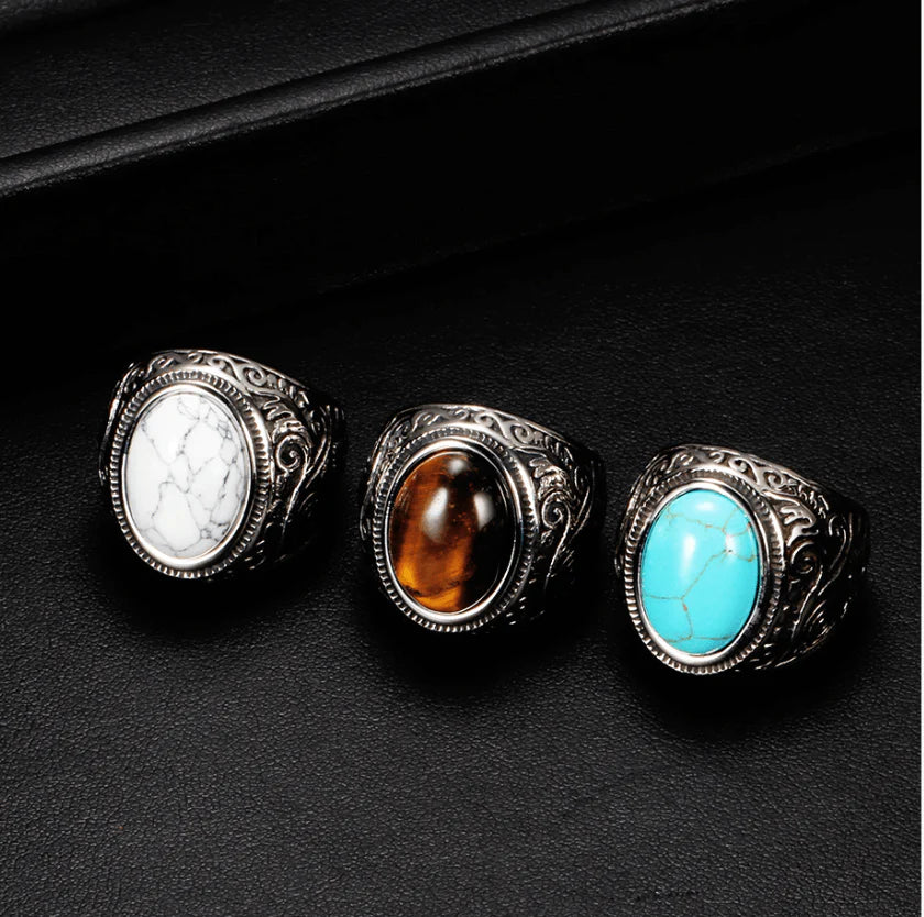 Mannen Vintage Turquoise Stone Ring