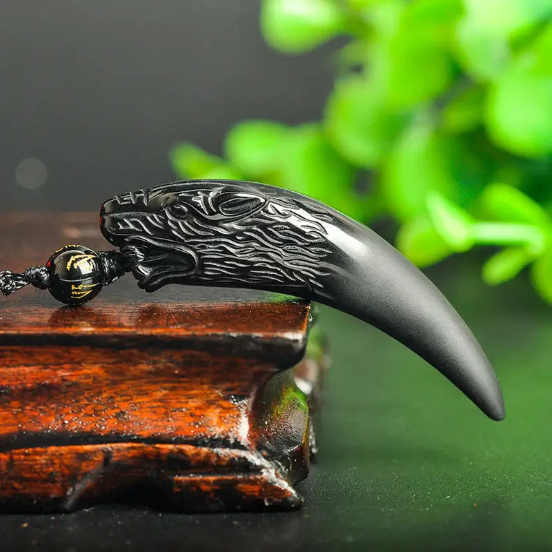 Obsidiaan Wolf Hanger Ketting