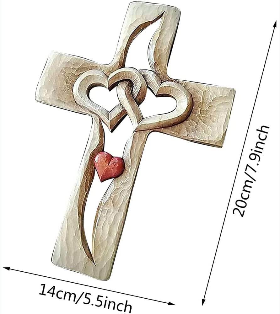 Verstrengelde Harten | Gesneden Houten Kruis