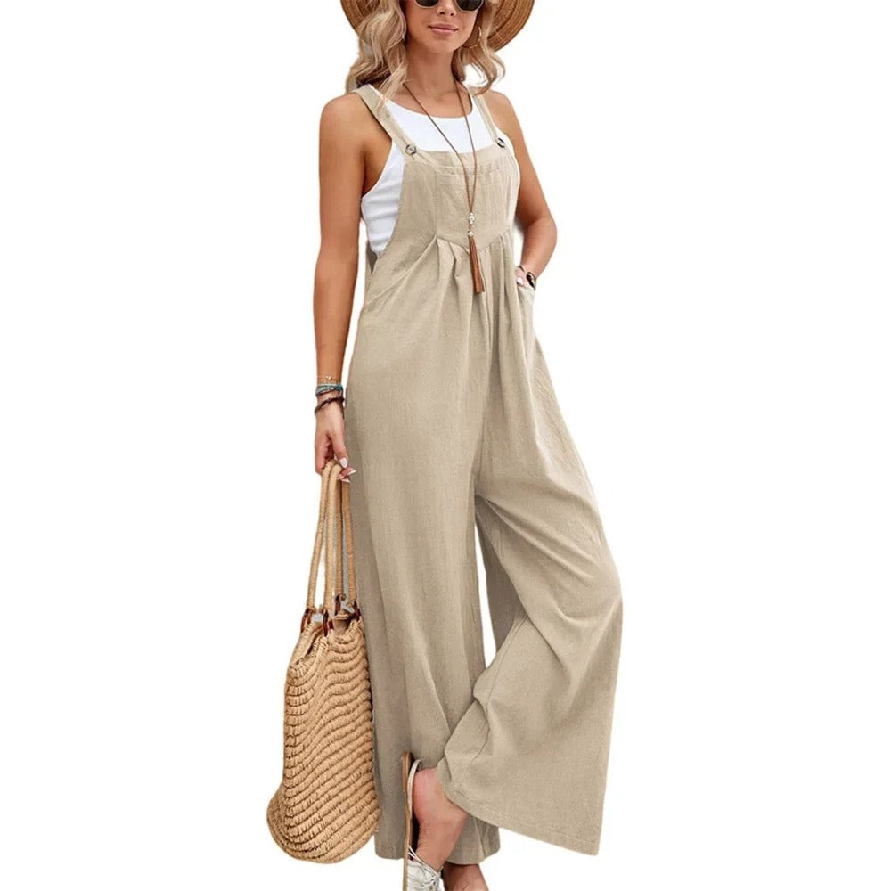 Baggy Bib-jumpsuit met wijde pijpen voor dames