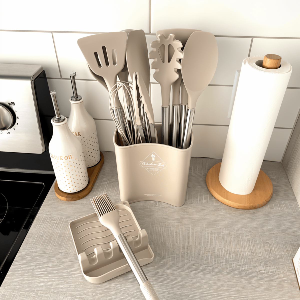 12-Delige Keukengereedschapset Voor Koken Met Roestvrijstalen Handgrepen 1