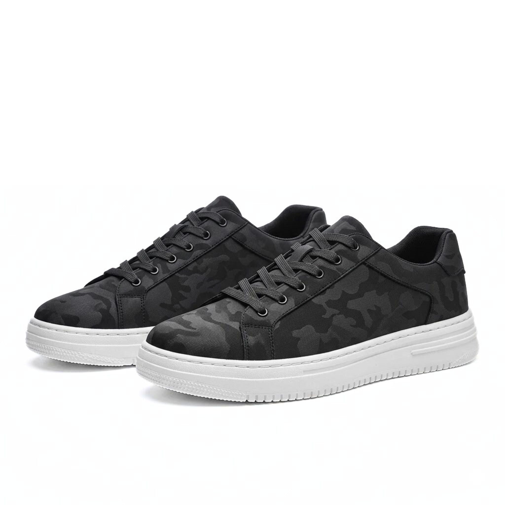Heren Sneakers Camouflage Leer Minimalistisch Met Gevoerde Binnenzool