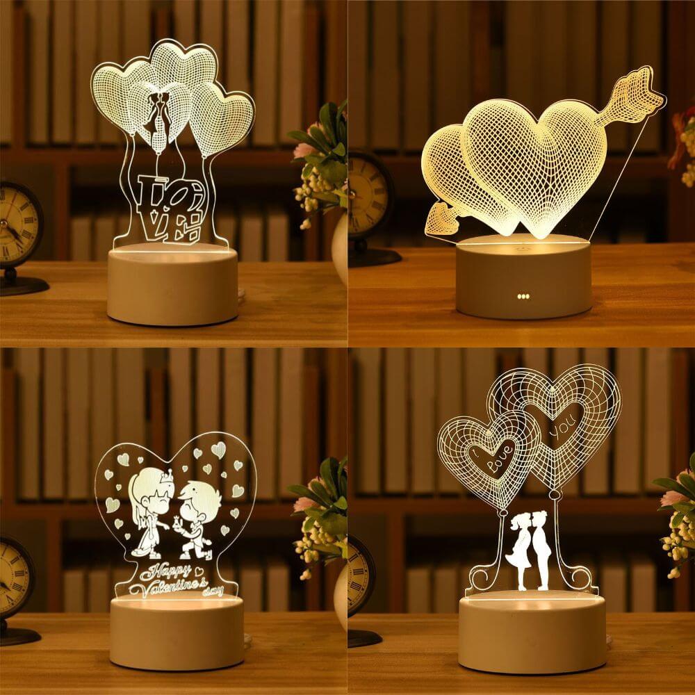 Romantische Liefde Acryl Nachtlampje