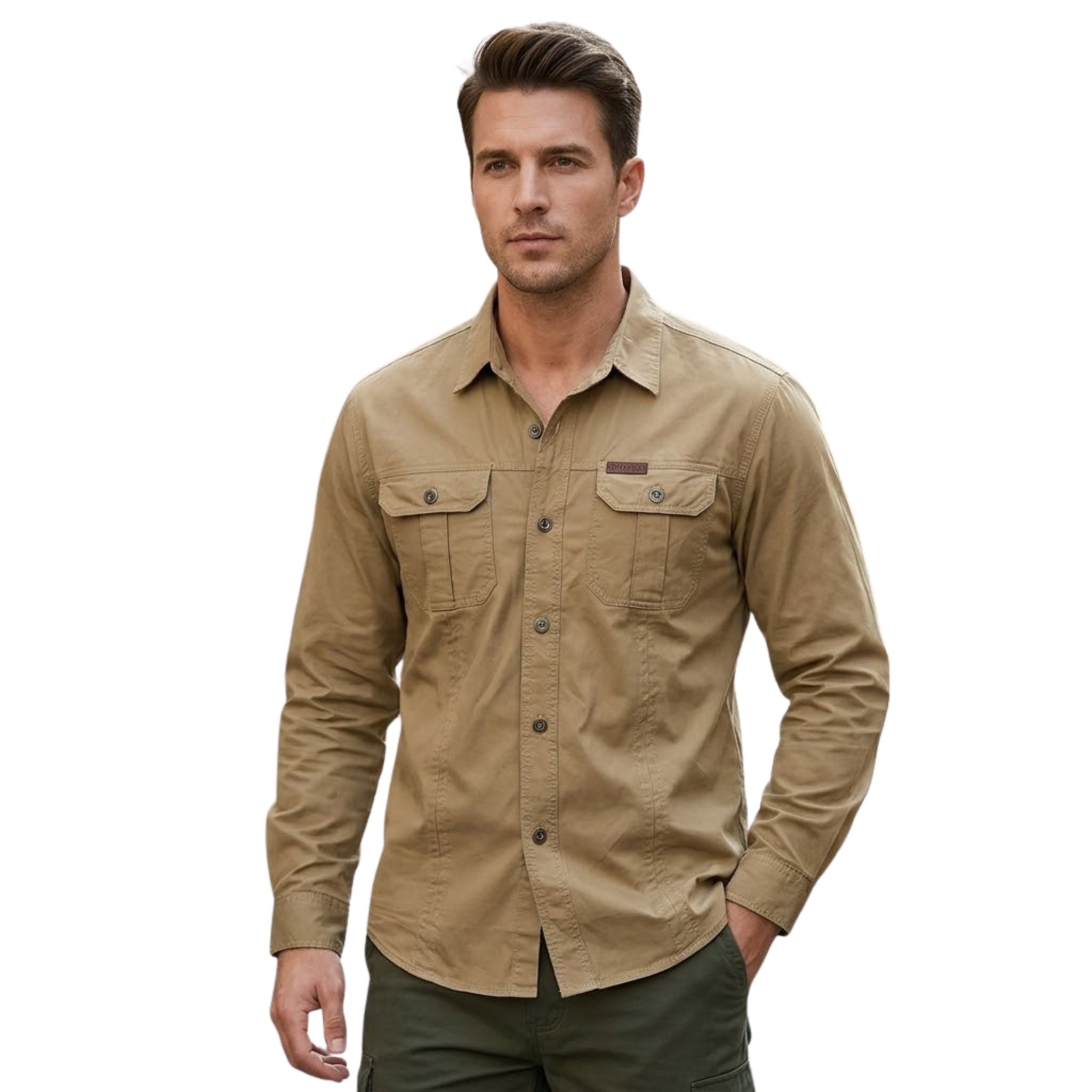 Heren katoenen cargoshirt