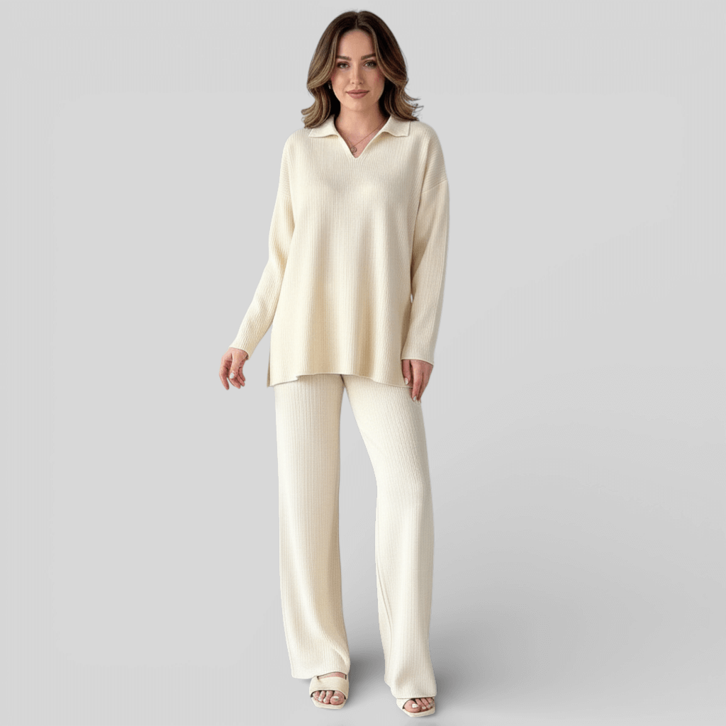 Dames Twee-delen Set V-hals Stijlvol met Brede Broek