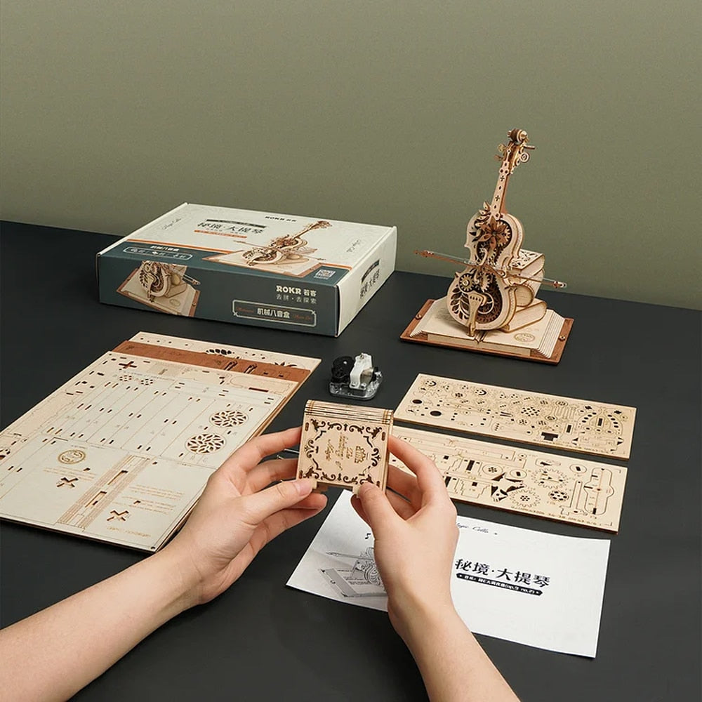 3D Mechanische Houten Cellopuzzel 3