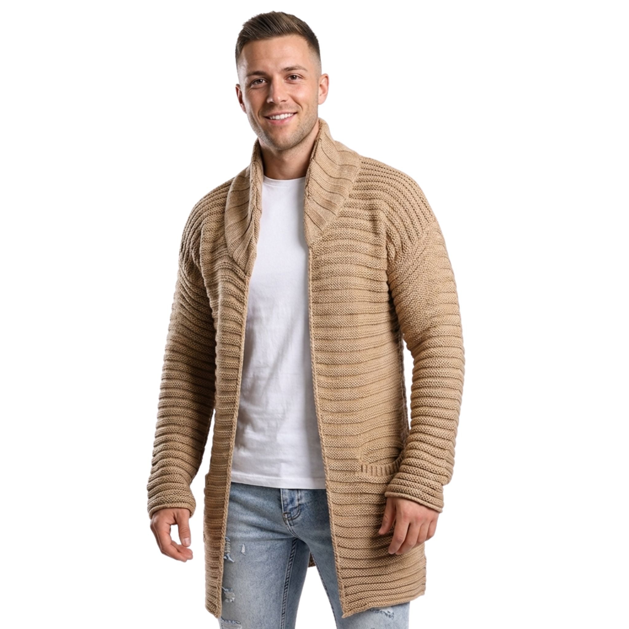 Heren Gebreide Cardigan Turtleneck Oversized