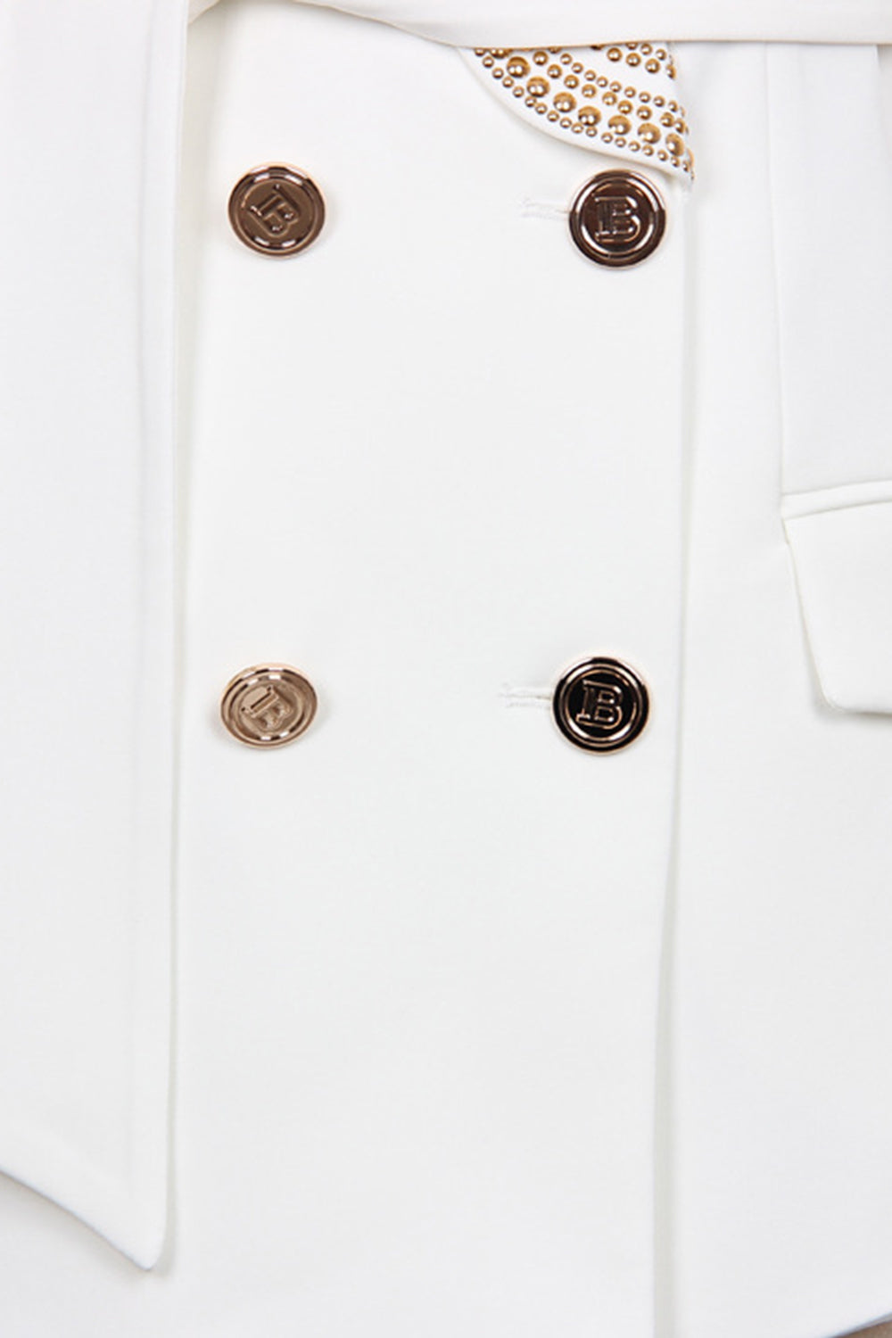Dames Blazer Wit Met Gouden Knopen Modern Polyester-3