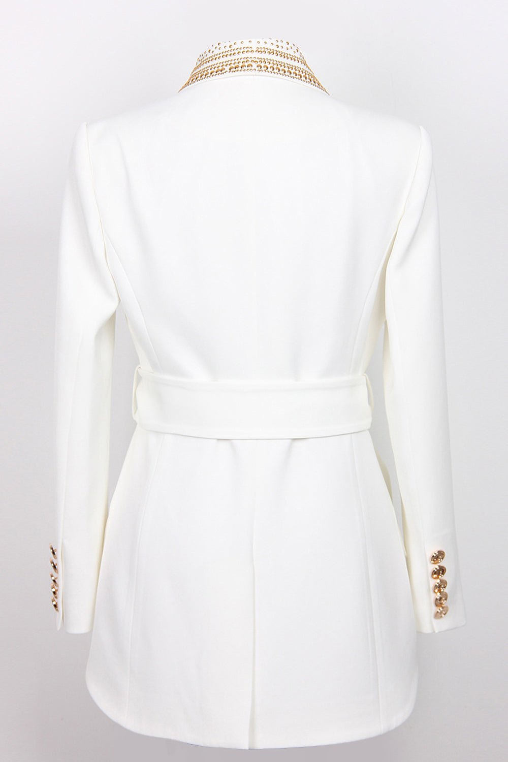 Dames Blazer Wit Met Gouden Knopen Modern Polyester-1