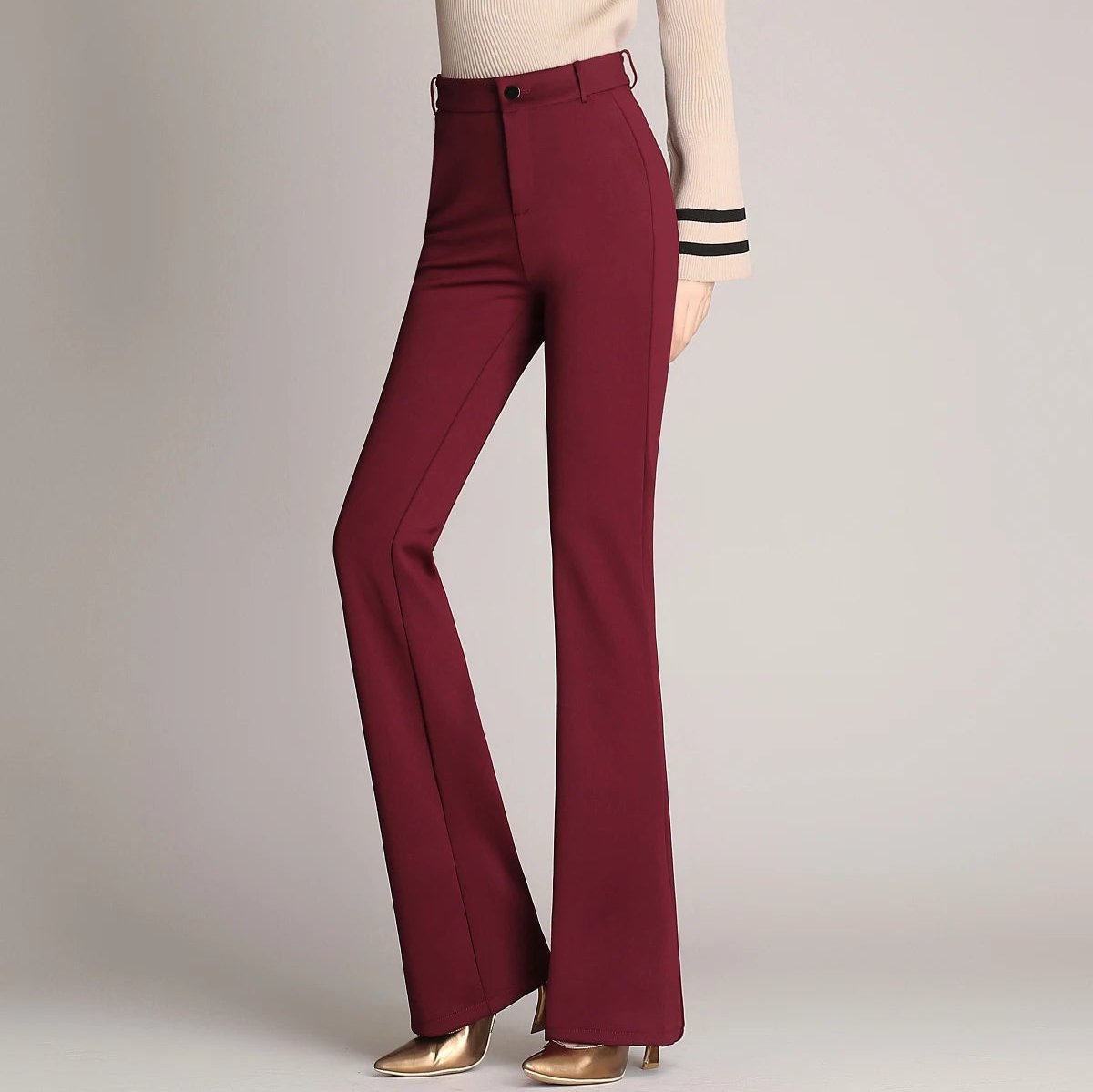 Slanke Uitlopende High Waist Broek - Laat je figuur stralen