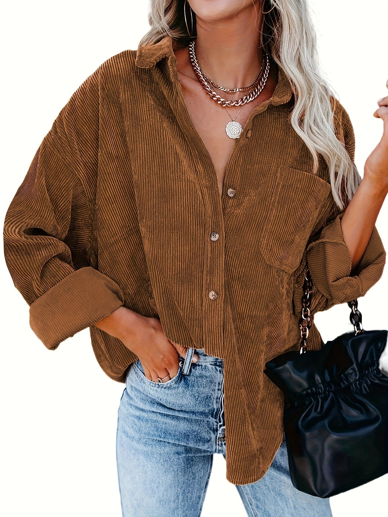 Dames Oversized Shirt Groen Katoen Casual-3