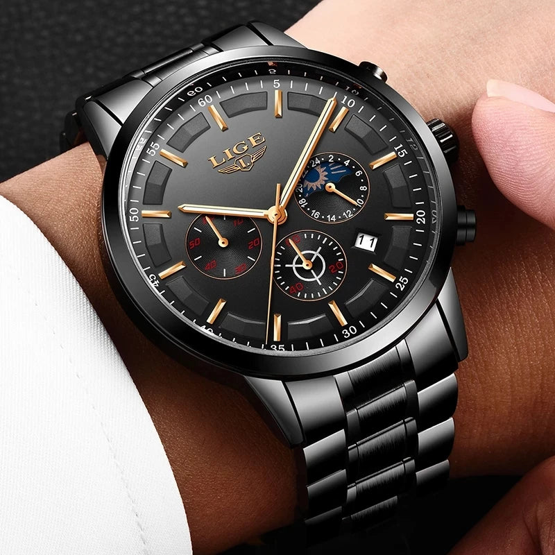 Military Black Steel Horloge - Elegant en stijlvol