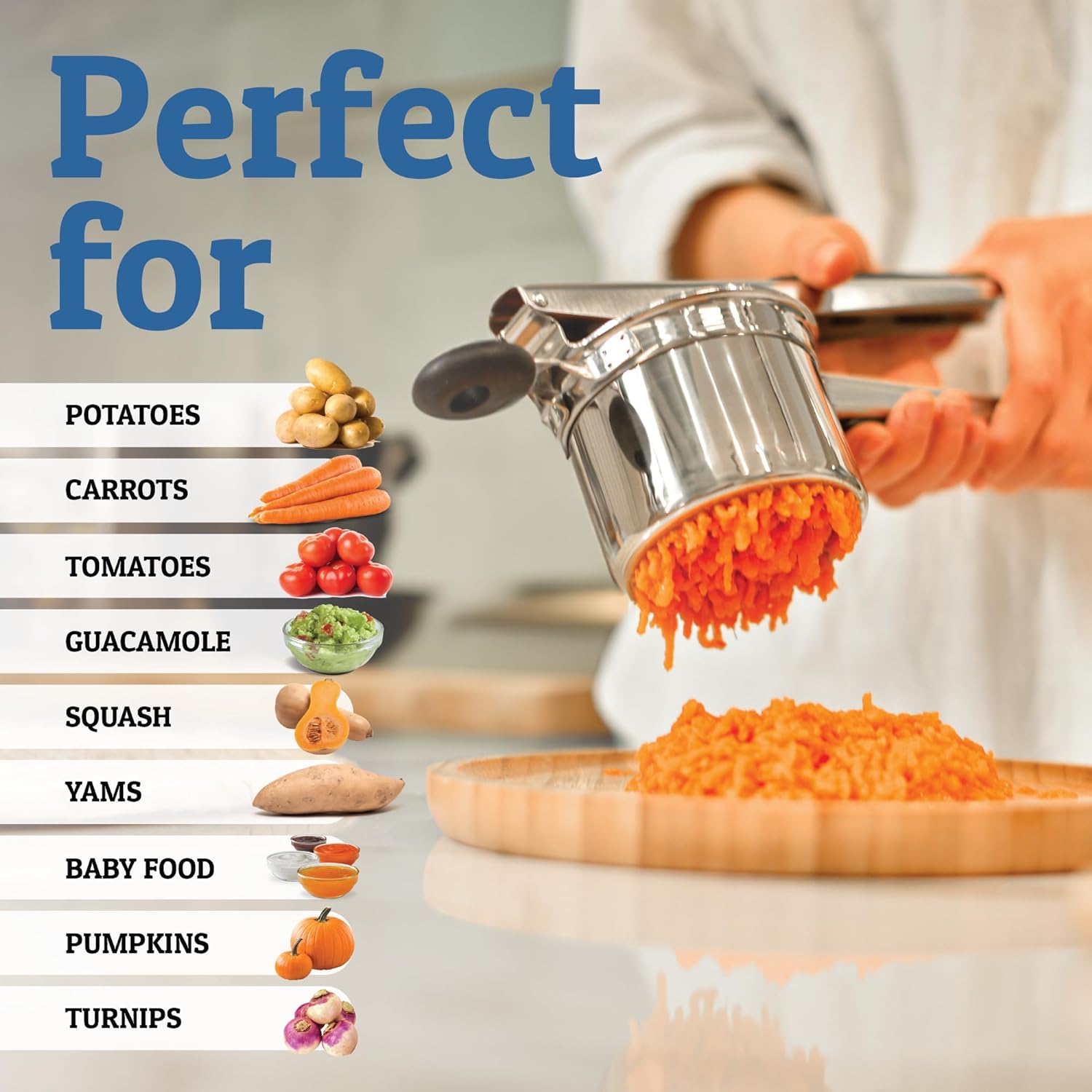 Aardappelstamper Voor Romige Aardappelpuree Met Ergonomisch Ontwerp 8