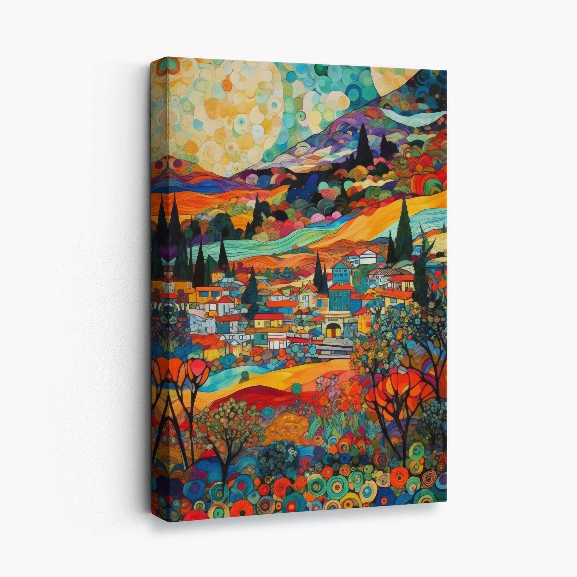 Abstract Canvasprint Stadslandschap Mozaïekstijl 0
