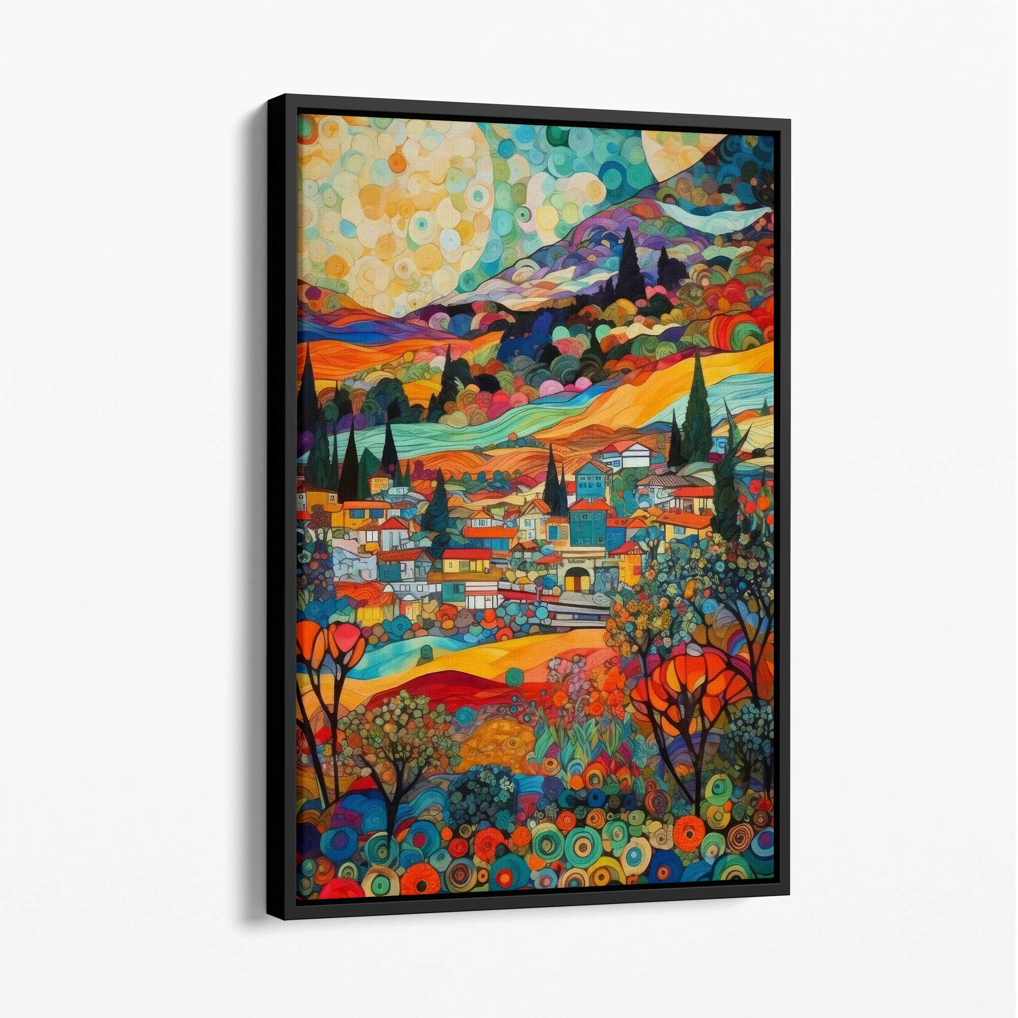 Abstract Canvasprint Stadslandschap Mozaïekstijl 1