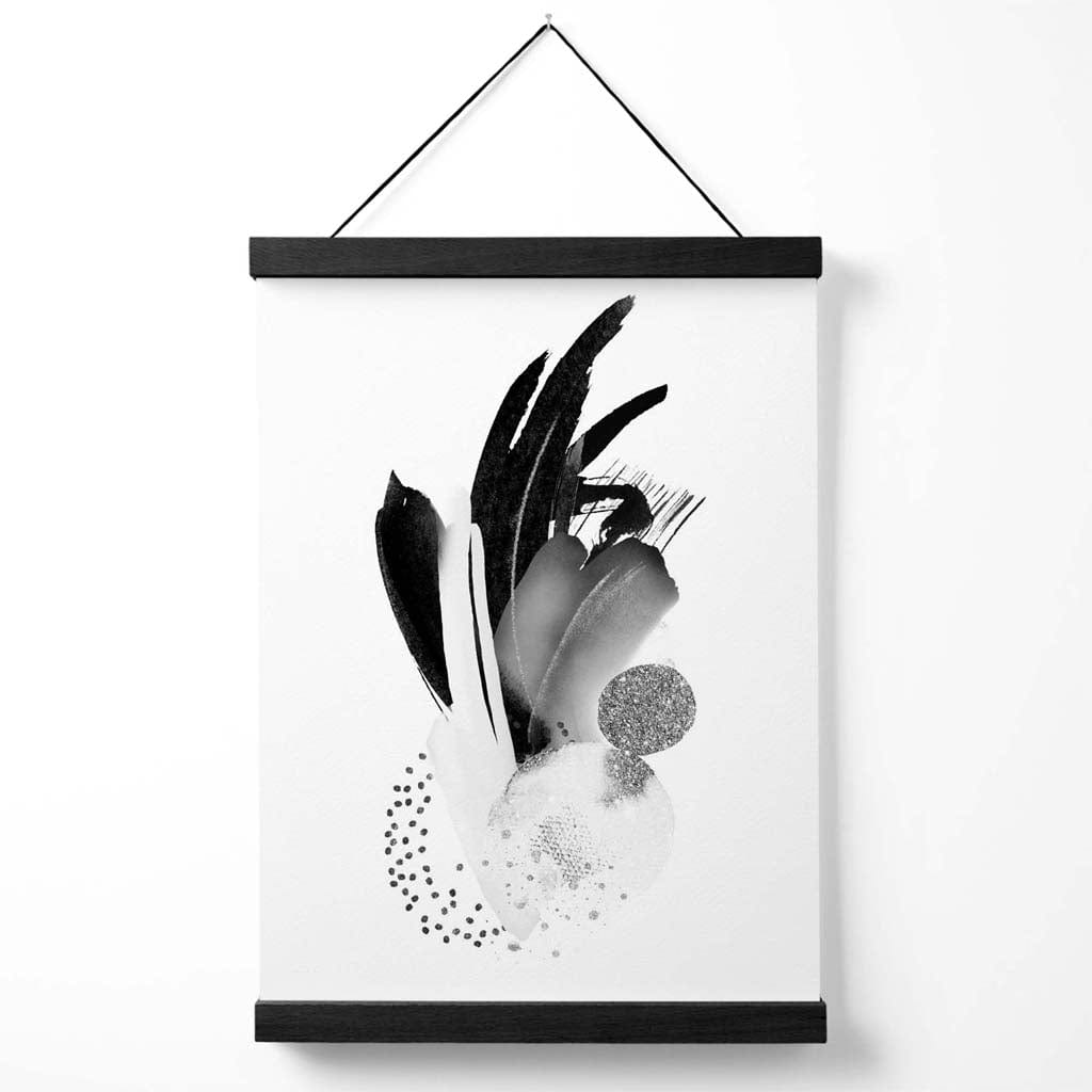 Abstracte Aquarel Poster Zwart-Wit Met Hanger 0