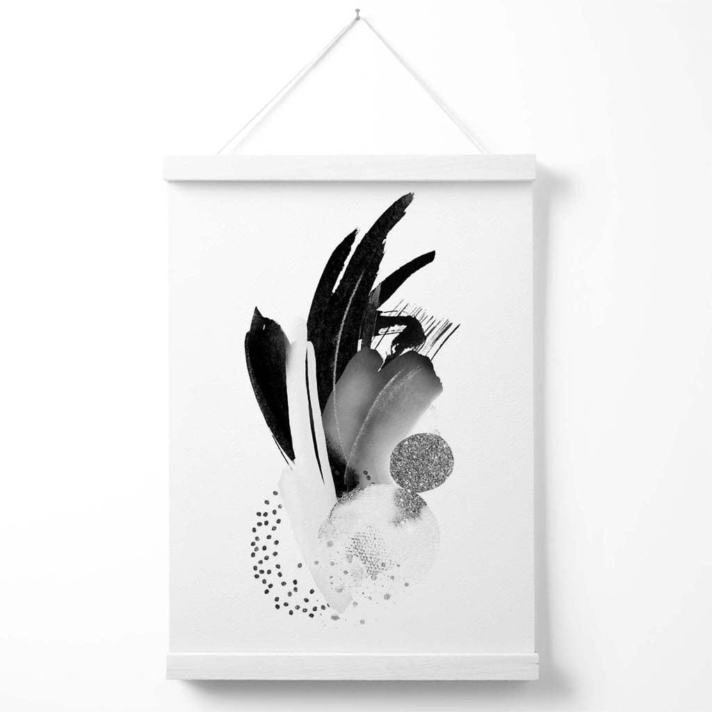 Abstracte Aquarel Poster Zwart-Wit Met Hanger 2