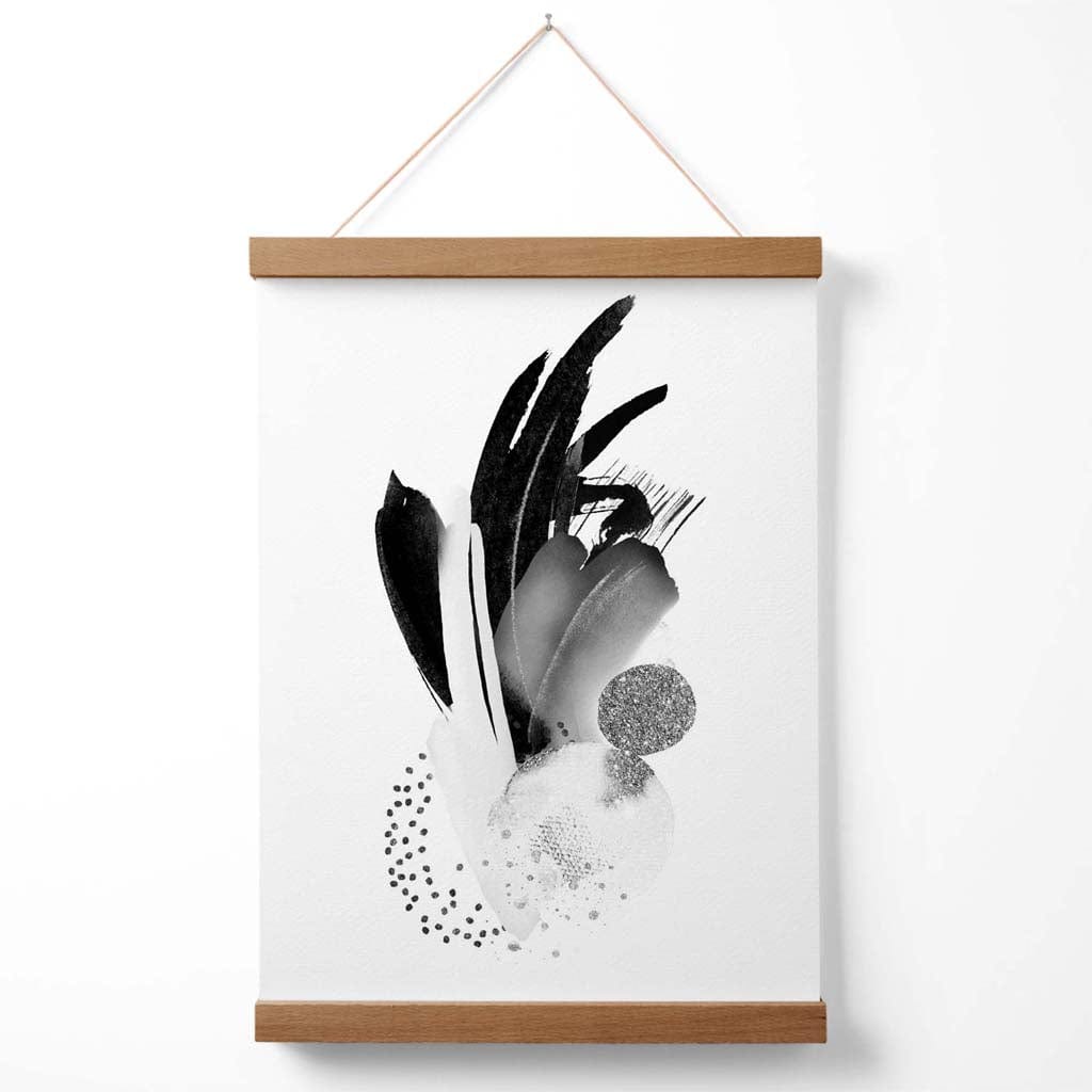Abstracte Aquarel Poster Zwart-Wit Met Hanger 3