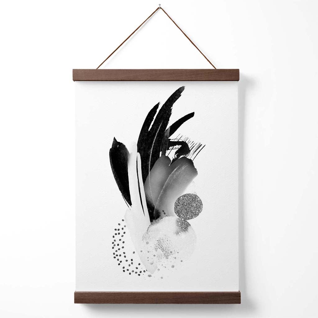Abstracte Aquarel Poster Zwart-Wit Met Hanger 4