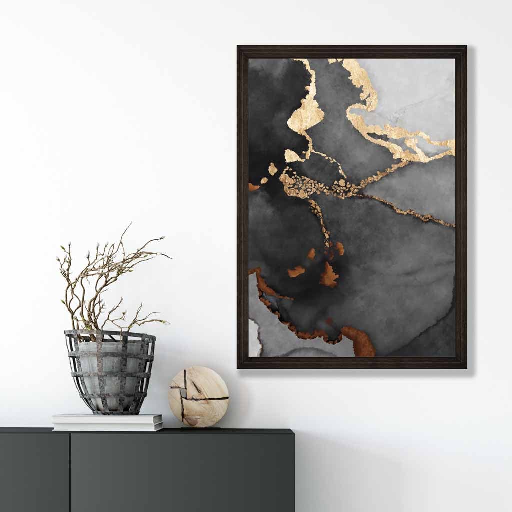 Abstracte Kunstposter Zwart en Goud 4