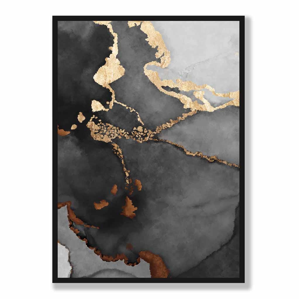 Abstracte Kunstposter Zwart en Goud 5