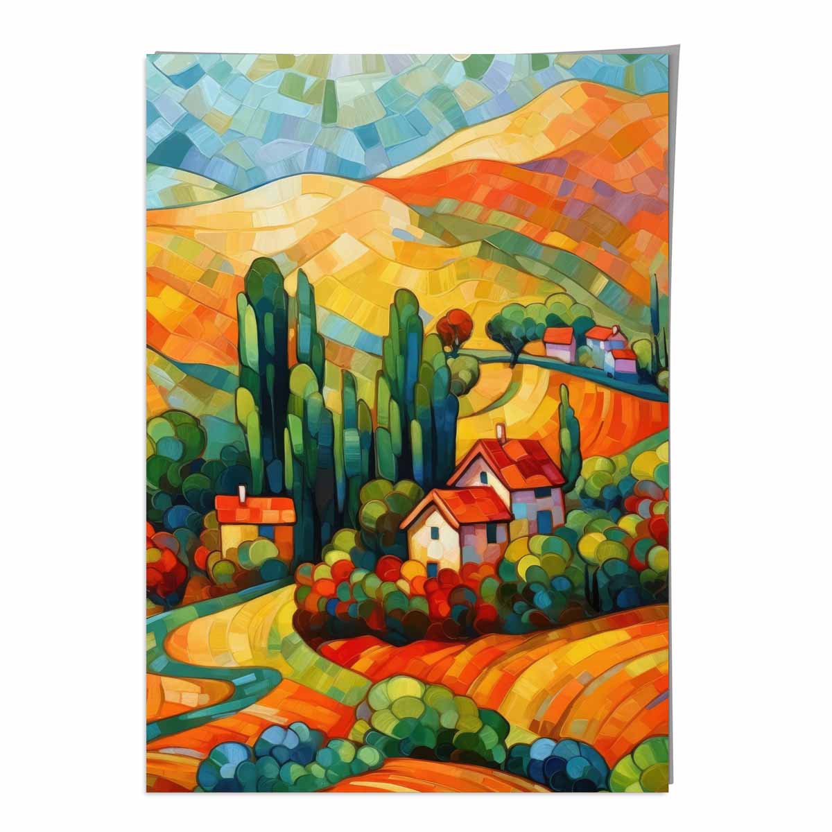 Abstracte Kunstprint Landschap met Huis 0