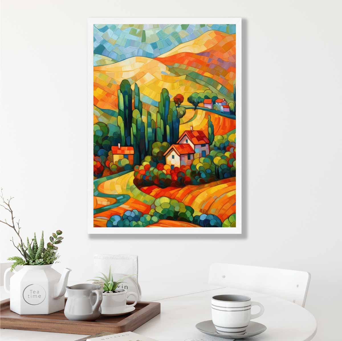 Abstracte Kunstprint Landschap met Huis 4