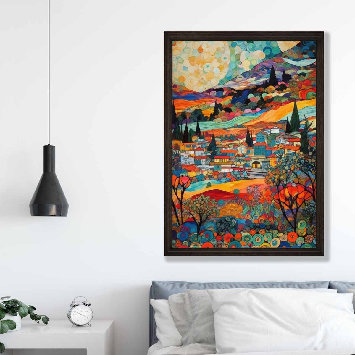 Abstracte Kunstprint Stedelijk Landschap Mozaïekstijl 3
