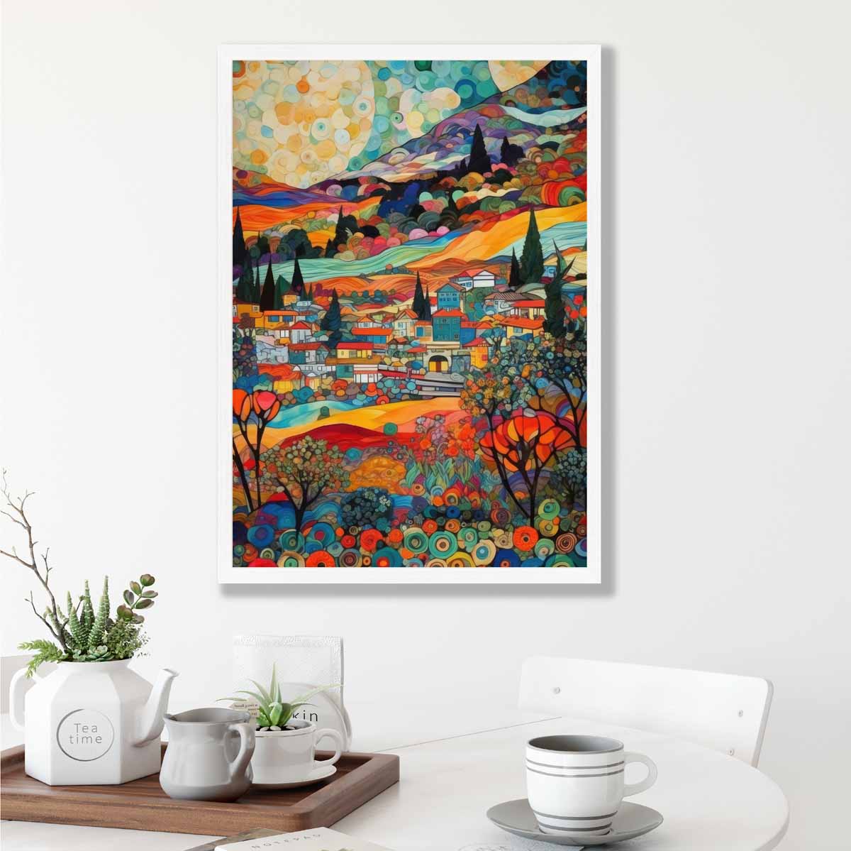 Abstracte Kunstprint Stedelijk Landschap Mozaïekstijl 4